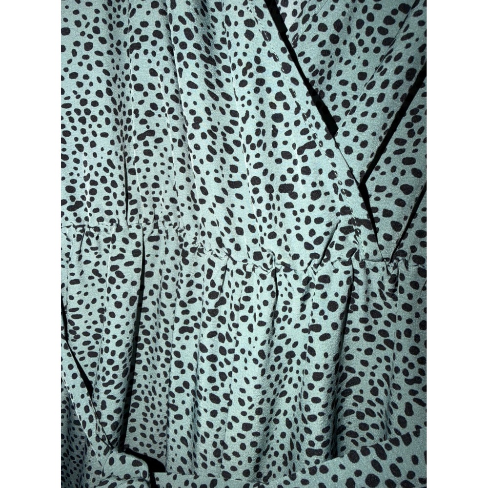 Emery Rose Jumpsuit Womens XL Sage Green Dalmatian Print Wide Leg Ruffle Excelle
